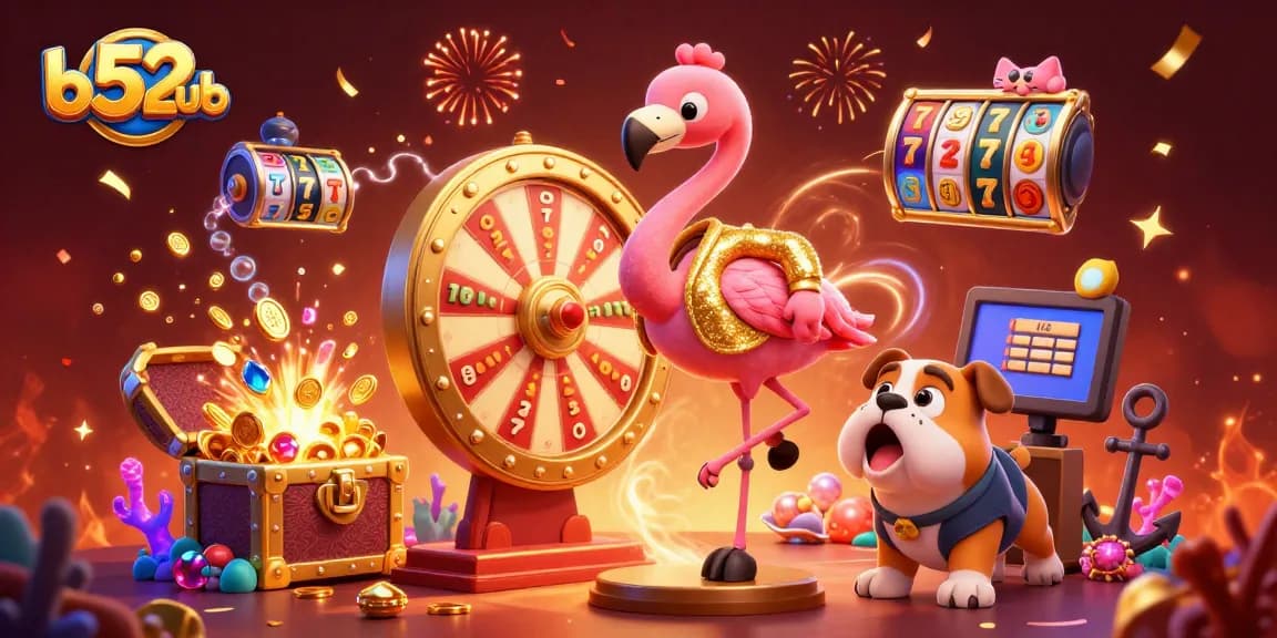 Spin and win at b52club’s vibrant casino celebration with dazzling characters and prizes.