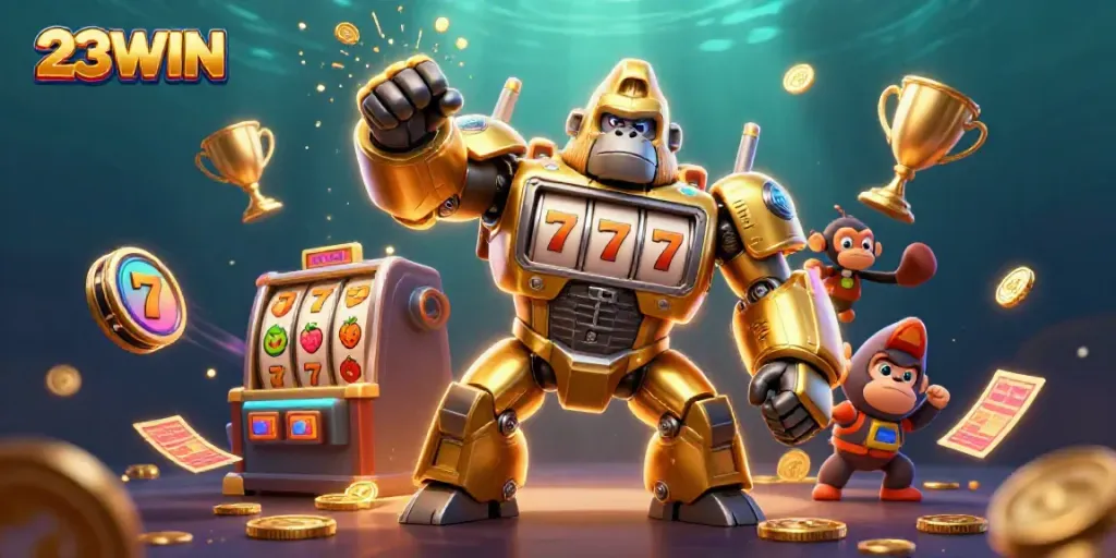 Experience thrilling wins with 23WIN's captivating gaming graphics showcasing dynamic slot elements.
