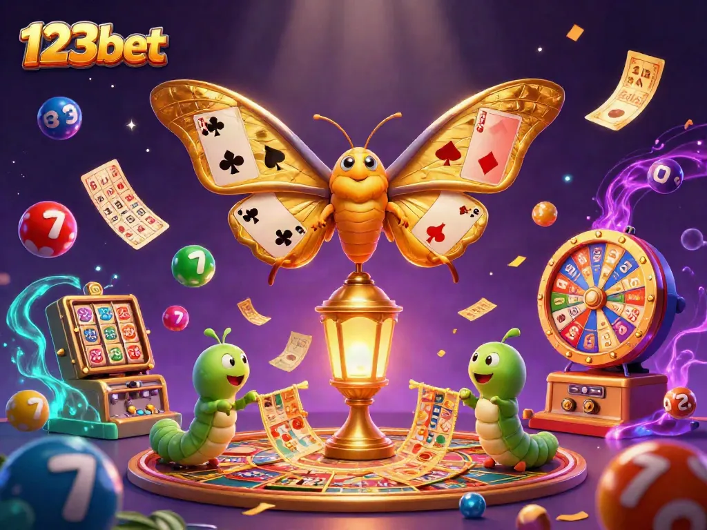 Unleash excitement with 123bet's vibrant casino scene featuring colorful lottery elements.
