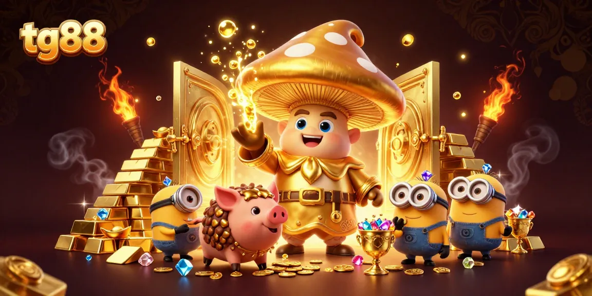Spin the reels at tg88 with a wizard unfolding treasure in a vivid 3D casino scene.