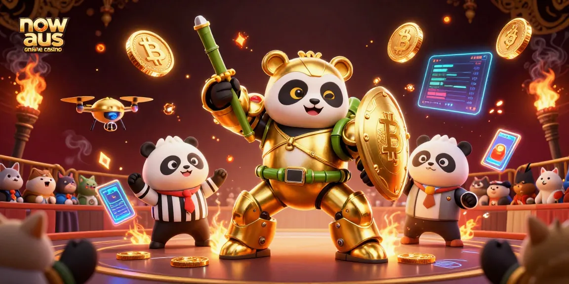 Experience exciting action at the new aus online casino with vibrant characters and crypto elements.