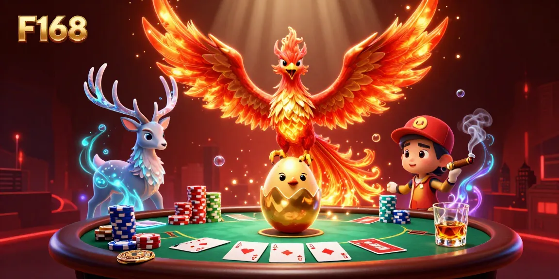 Experience thrilling gameplay at F168 with vibrant poker elements and mythical creatures.